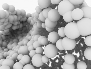 Abstract cluster of white 3d spheres