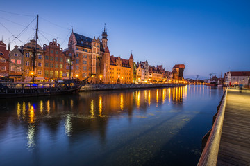 Gdansk,Poland-September 19,2015: old town and famous crane, Poli