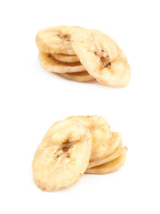 Baked banana chip slice isolated