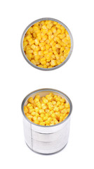 Canned corn in a tincan isolated