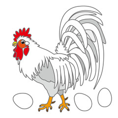 白いニワトリのイラストベクター年賀状eps素材