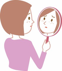 顔の肌の状態を気にする女性