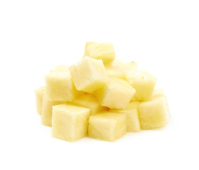Pile of pineapple bits isolated