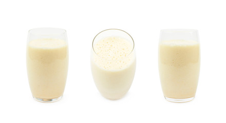 Glass filled with milkshake isolated
