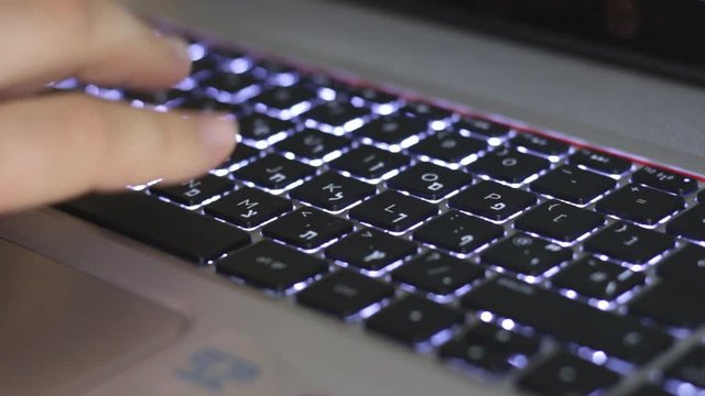 Typing on keyboard with light