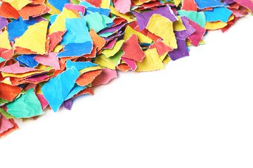 Pile of torn paper pieces isolated