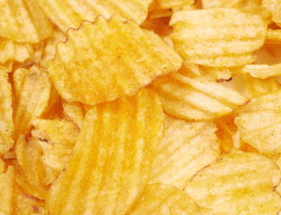 Surface covered with potato chips