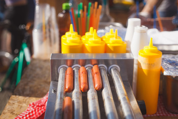 sausages are heated in the street