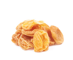 Pile of dried apricots isolated