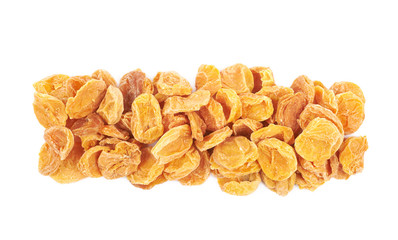 Line of apricot fruits isolated