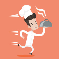 Running waiter vector illustration.