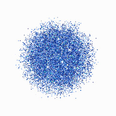 Blue glitter on white background