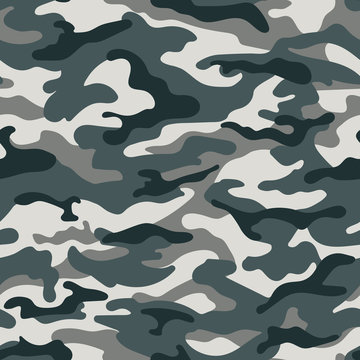 Military camouflage seamless pattern, gray. Vector illustration