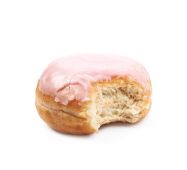 Pink glazed donut isolated