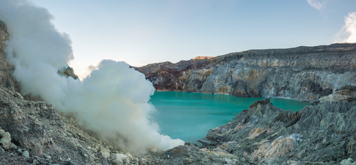 Panoramic landscape, Kawah Ijen volcano, Indonesia