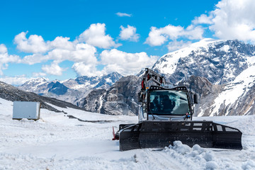 Snowplows in the high Alps Austria