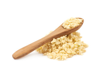 Pile of minced garlic isolated