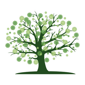 Decorative green tree silhouette
