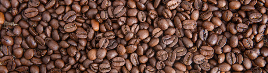 Coffee beans as background, banner
