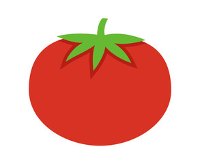 Tomato with leaves flat color icon for food apps and websites