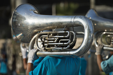 Musician play marching Tuba