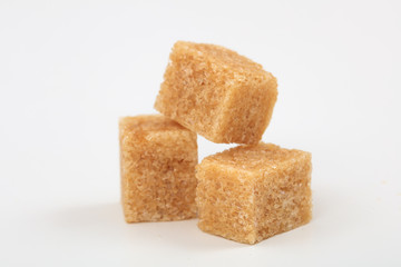 Sugar cubes on white background