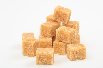 Sugar cubes on white background