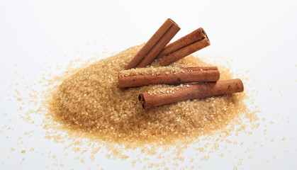 Brown sugar on white background