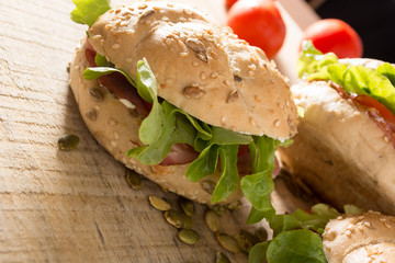 Sandwiches with fresh smoked meat