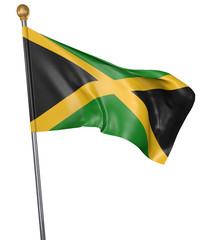 National flag for country of Jamaica isolated on white background, 3D rendering
