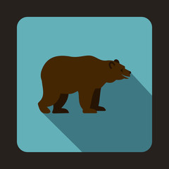 Bear icon in flat style with long shadow