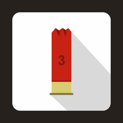 Fototapeta premium Ammo from hunting gun icon in flat style with long shadow