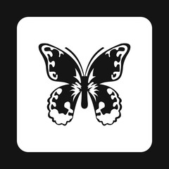 Butterfly with pattern on wings icon in simple style isolated on white background. Fly symbol