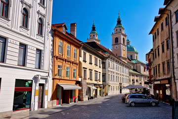 Fototapeta premium Old town of Ljubljana street and architecture