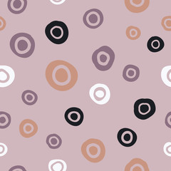 Seamless vector decorative background with circles and polka dots. Print. Cloth design, wallpaper.