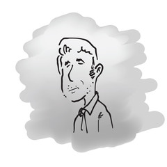 Humble man line drawing on background