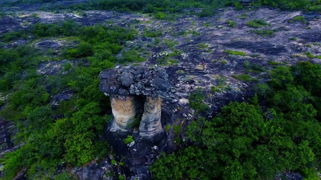 Aerial View of sao chaliang in pha Taem National Park Ubon Ratchathani Thailand