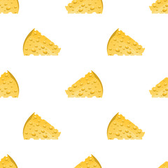 Cheese Slices Seamless Pattern on White. Milk Product Background