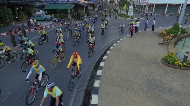 aerial photography bicycle in townbike for good health people in every province of Thailand bike for dad