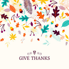 Fototapeta na wymiar Vector Illustration of a Thanksgiving Design with Autumnal Leaves