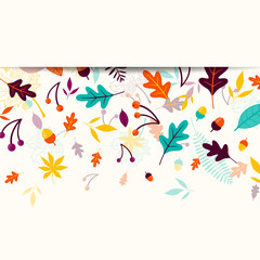 Vector Illustration of an Autumn Design with Autumnal Leaves