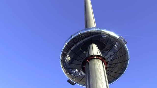 Time lapse view of the observation tower on the seafront of Brighton