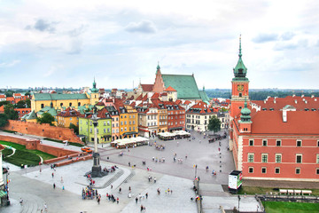 Naklejka na ściany i meble Aerial view on Warsaw Old Town, Poland