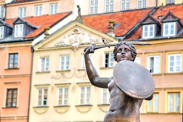 Bronze sculpture of Mermaid in Warsaw Old Town © nedashkivskaphoto