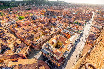 Aerial cityscape view from the tower on Bologna old town in Italy © rh2010