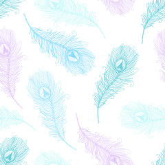 Seamless pattern with peacock feathers