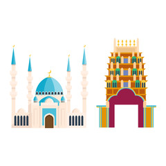 Cathedral and churche infographic temple building landmark tourism vector. Temple building world religions. Cathedral and churche temple building.