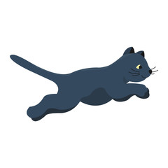 Cat cartoon style vector silhouette. Cute domestic cat animal playfull. Cartoon cat young adorable tail symbol playful. Cartoon funny domestic pussy kitty character