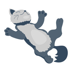 Cat cartoon style vector silhouette. Cute domestic cat animal playfull. Cartoon cat young adorable tail symbol playful. Cartoon funny domestic pussy kitty character