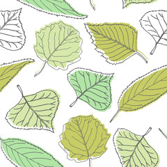 Seamless pattern with green leaves